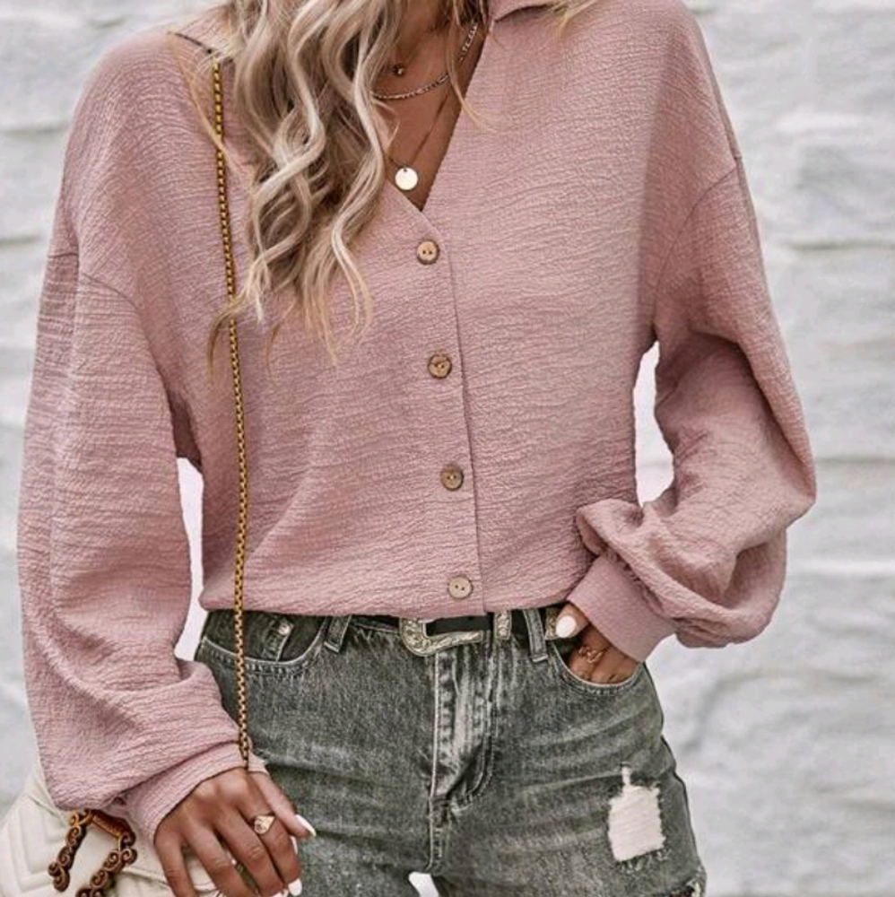 Women's Dusty Pink Button Down Top